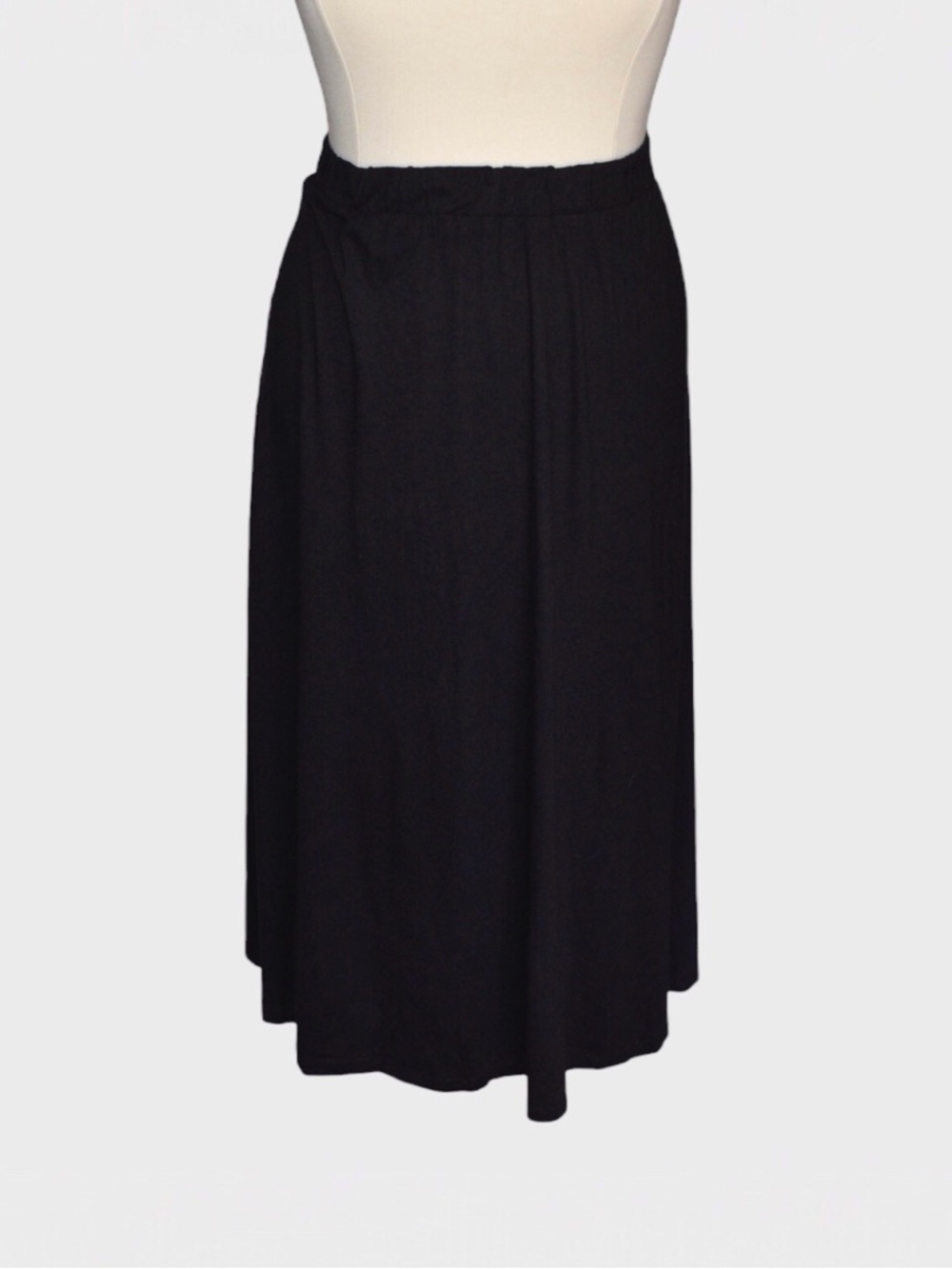 Roamans Black A-Line Cotton Blend Midi Skirt